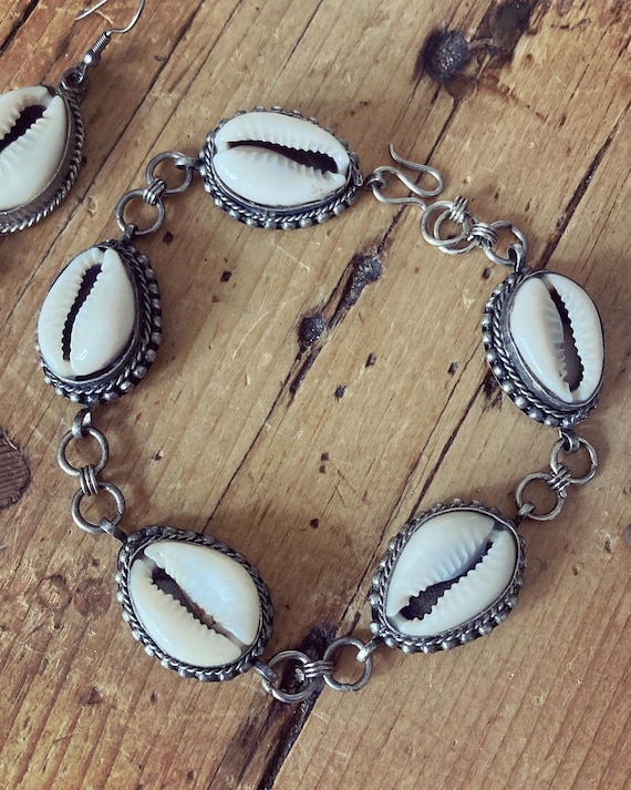 Cowrie Shell Sterling Silver Bracelet, Cowrie She… - image 2