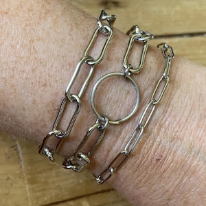 Chunky Stainless Steel Bracelet, Stainless Steel Paperclip Chain Bracelet, Minimalist Bracelet, Stainless Steel Bracelet, Unisex Jewelry