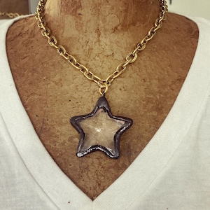 Star Pendant Necklace, Mixed Metal Star Pendant Necklace, Celestial Pendant Necklace