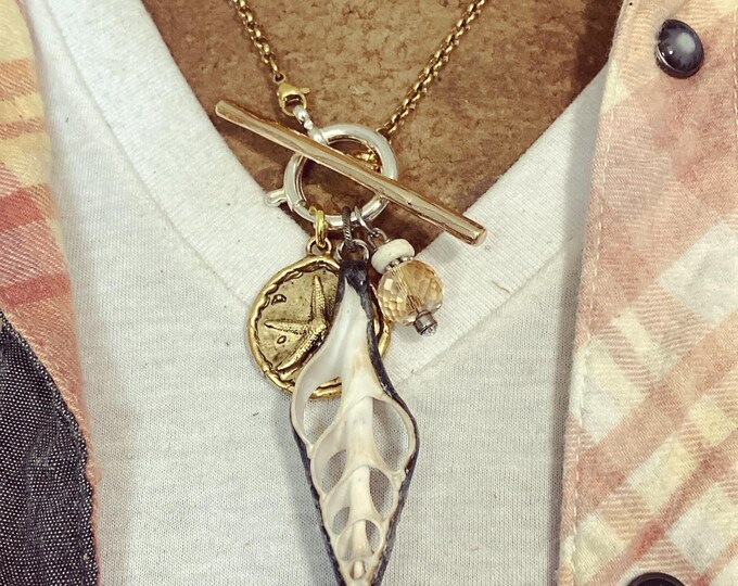 Soldered Shell Pendant Necklace, Starfish Pendant Necklace, Nautical ...