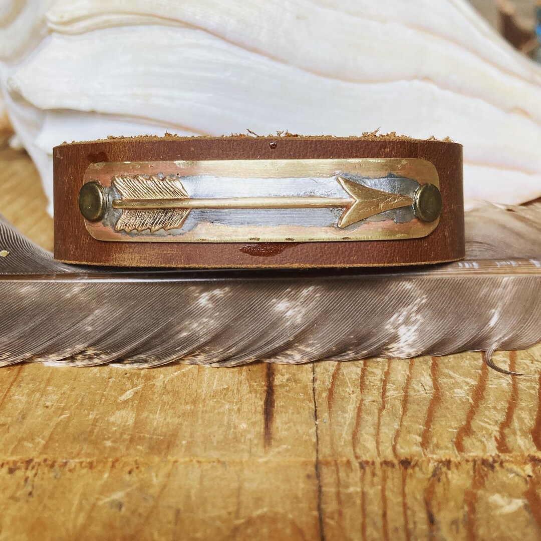 Arrow Leather Cuff Bracelet Etsy