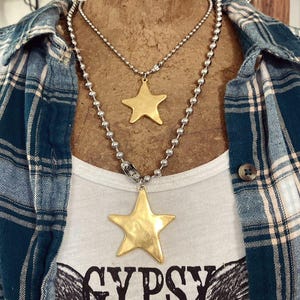 Star Pendant Necklace, Ball Bead Necklace, Simple Minimalist Ball Bead Chain Necklace