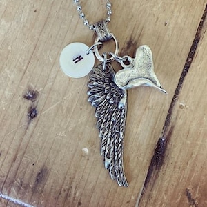 Guardian Angel Wing Necklace, Initial Angel Wing Necklace, Personalized Necklace, Memorial Jewelry, Sympathy Gift