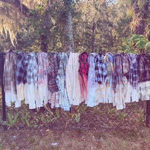 Flannel Shirt, Bleached Flannel Shirt, Plaid Shirt, Upcycled Flannel, Distressed Flannel, Shacket