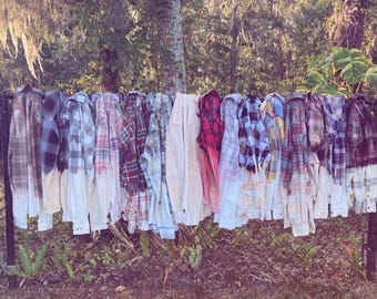 Camisa de franela, camisa de franela blanqueada, camisa a cuadros, franela reciclada, franela desgastada, sobrecamisa