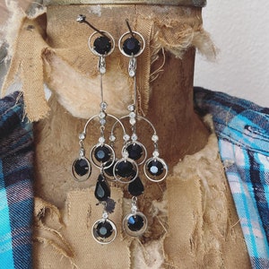 Vintage Vendome Earrings, Vintage Rhinestone Chandelier Earrings, Vintage Designer Earrings