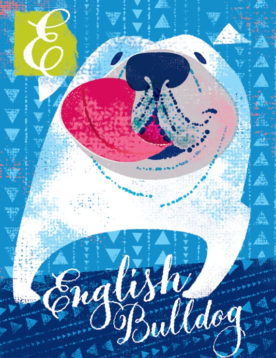 E Is For English Bulldog Letter Size Print Etsy