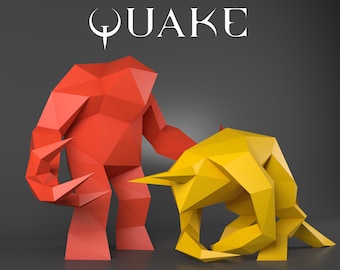 Quake 1 - Modelos de jogos de papercraft 3D Shambler e Fiend. Modelos DIY para download