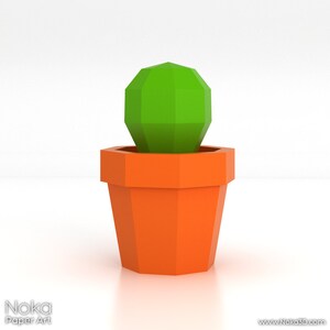 Cactus in a Pot 3D papercraft model. Downloadable DIY template. image 2