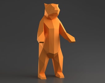 Standing Bear Trophy - 3D papercraft model. Downloadable DIY template