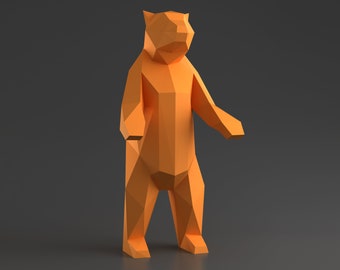 Troféu Urso em Pé - modelo 3D em papercraft. Modelo DIY para download