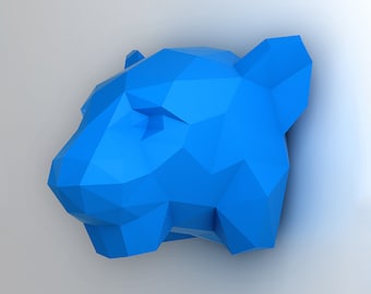 Tête de tigre - modèle 3D de papercraft. Modèle de bricolage téléchargeable