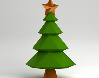 Árvore de Natal - modelo 3D em papel. Modelo DIY para download
