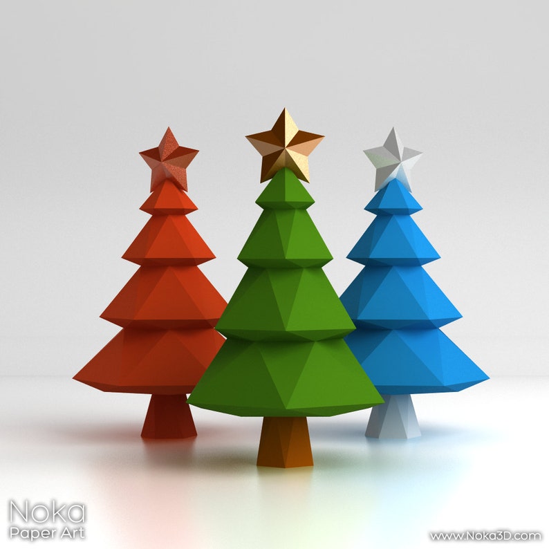 Christmas tree 3D papercraft model. Downloadable DIY Etsy