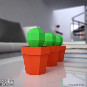 Cactus in a Pot 3D papercraft model. Downloadable DIY template. image 3