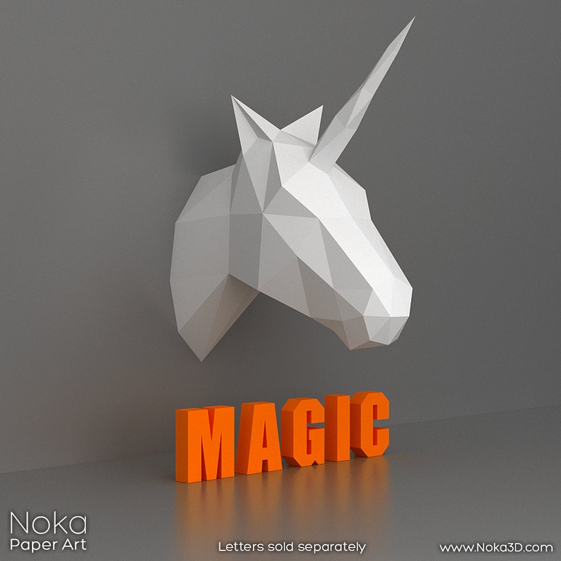 unicorn 3d papercraft model downloadable diy template etsy