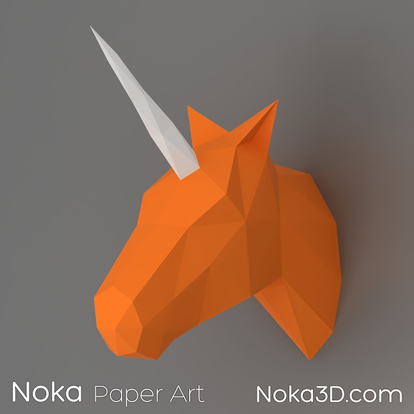 ユニコーン - 3D ペーパークラフト モデル。ダウンロード可能な DIY テンプレート