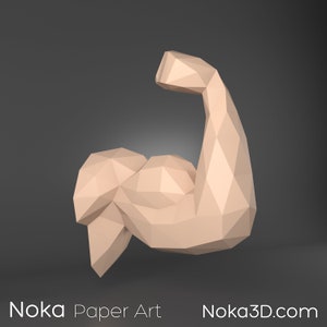 FLEX! Muscular Arm Flexing 3D Papercraft Origami Model - Downloadable DIY Template.