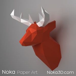 Deer Head Trophy - 3D Papercraft Model. Downloadable DIY Template - Etsy