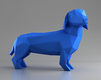 Dachshund - cão Wiener - modelo 3D de papercraft. Modelo DIY para download
