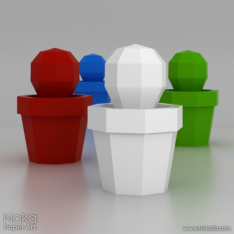 Cactus in a Pot 3D papercraft model. Downloadable DIY template. image 1