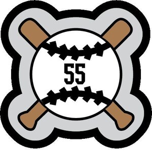Cross Bats with Number Inside- Chenille Patch