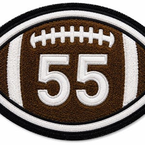 Football w/Number - Chenille Varsity Letterman Jacket Patch