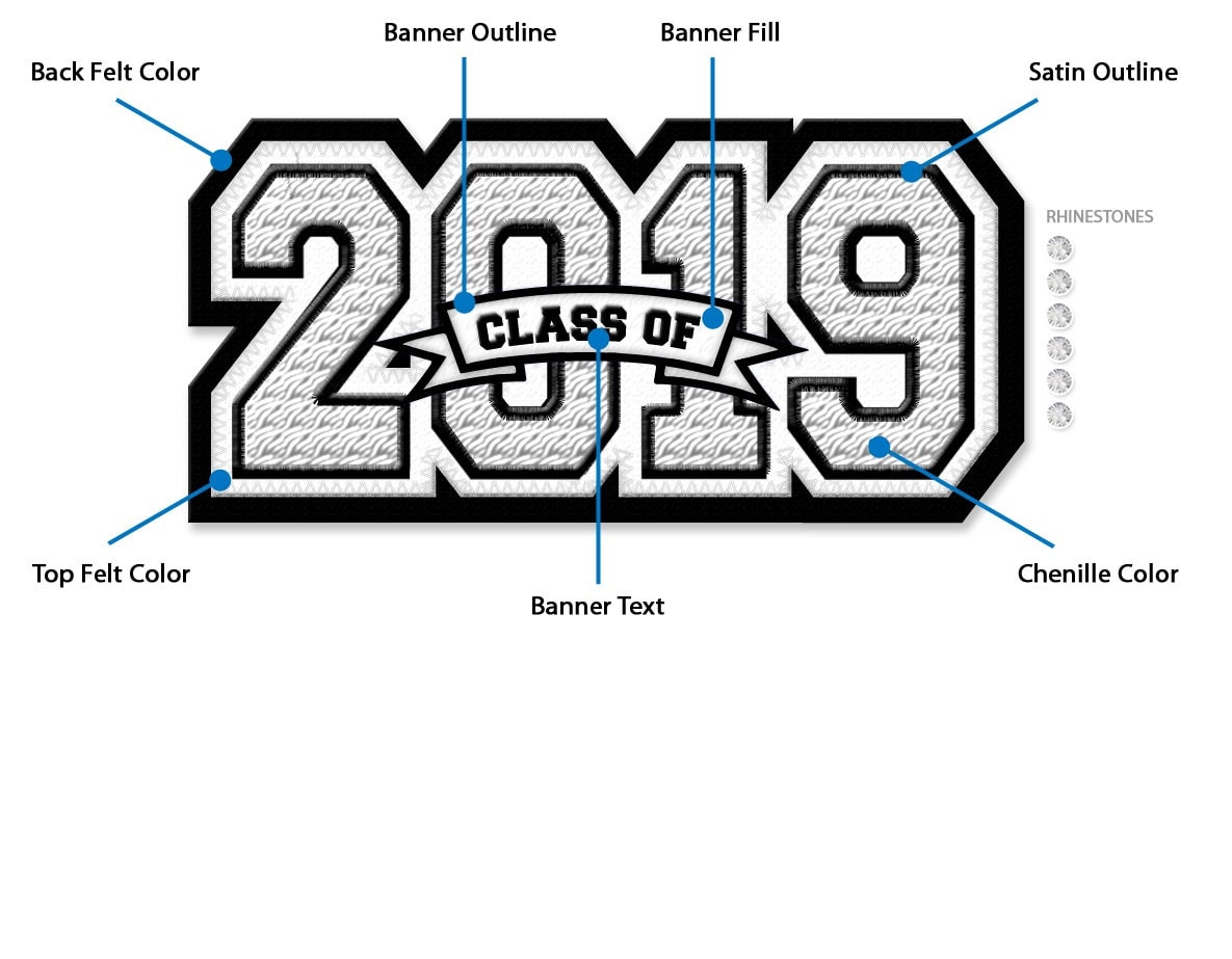 Letterman Jacket Year Chenille Patch AS 