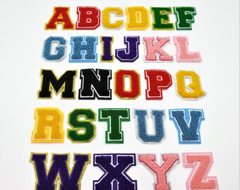 Écusson à lettres en chenille, thermocollant 2,75 po., paillettes, univers universitaire, bricolage, personnalisé, nom, mot, lettres