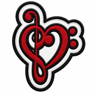 Letterman Jacket Music Note Heart Chenille Patch
