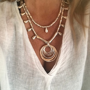 long necklace, spiral pendant necklace, multi strand necklace, gift idea necklace, gift for her, Statement necklace, unode50 Style, beaded