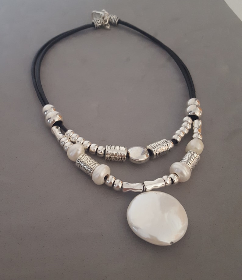 Woman Leather Necklace Double Strand Leather Necklace Etsy