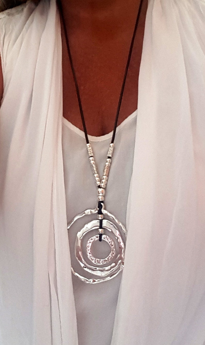 Collana Lunga In Legno Stile Boho Hippie Con Pendice Etnico - Unisex