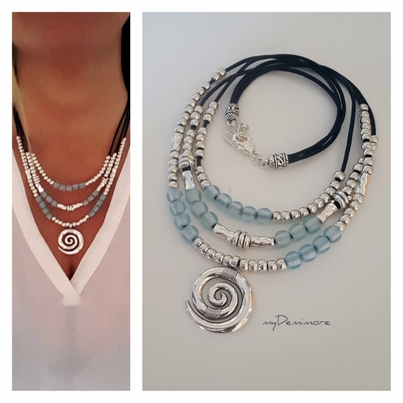 Collier Sautoir Chaînes Et Boules Argenté Plusieurs Rangs - Neuf Sans Emballage - Bijou Fantaisie Mode