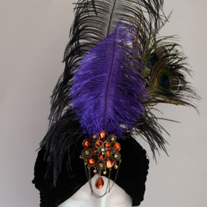 Handmade Turban with feathers - can choose colours and materials