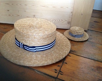 Handmade Straw Full-size Boater or Miniature Boater/Facinator