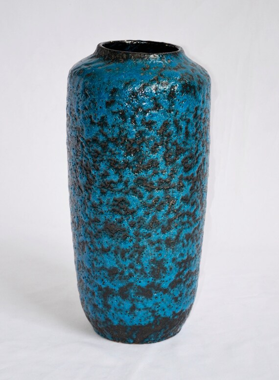 West German Vase Scheurich Keramik Fat Lava Vase Turquoise 1960s 1970s Ceramic Floor Vase Vintage Pottery Large Vase