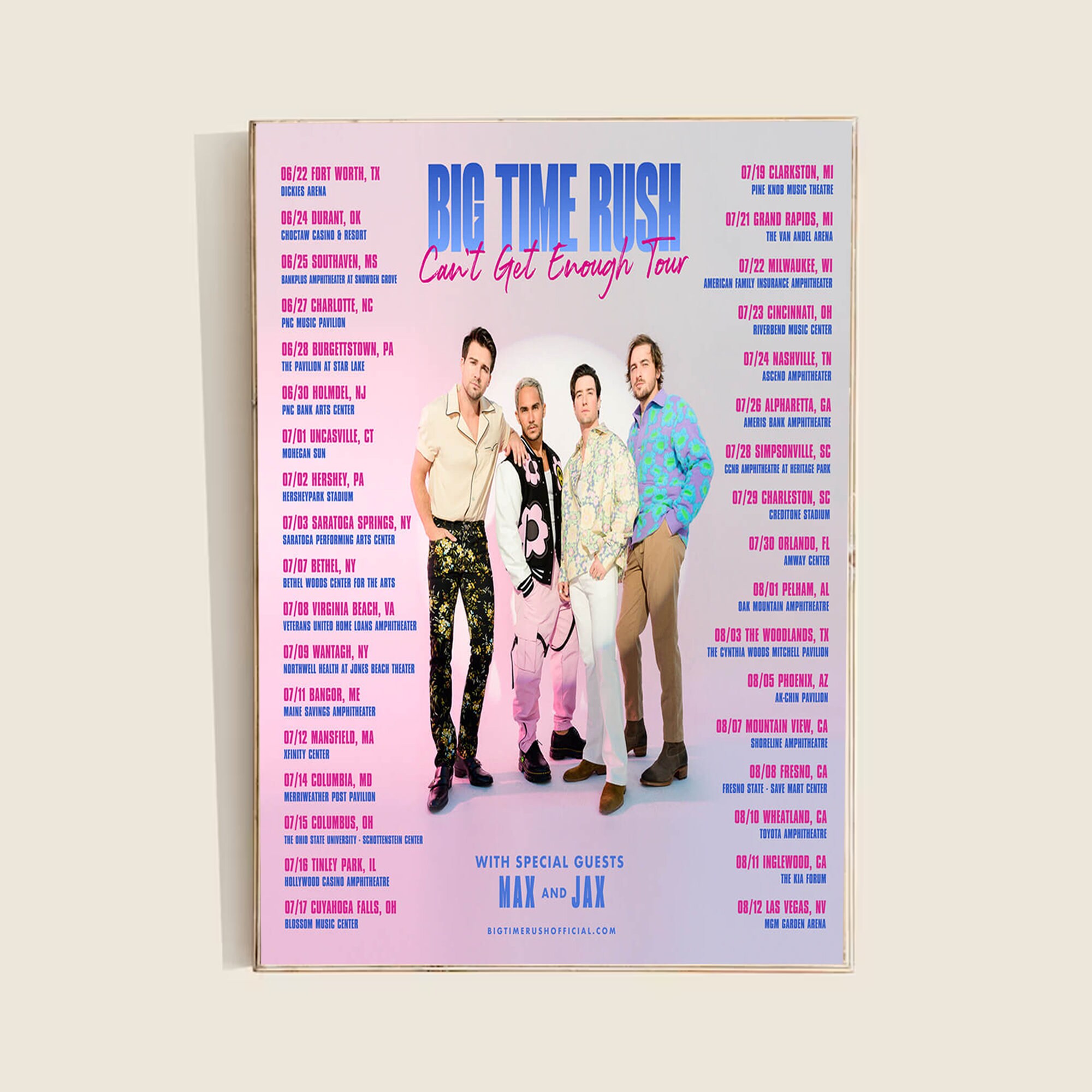 Big Time Rush Band Can't Get Enough Tour 2023 Poster