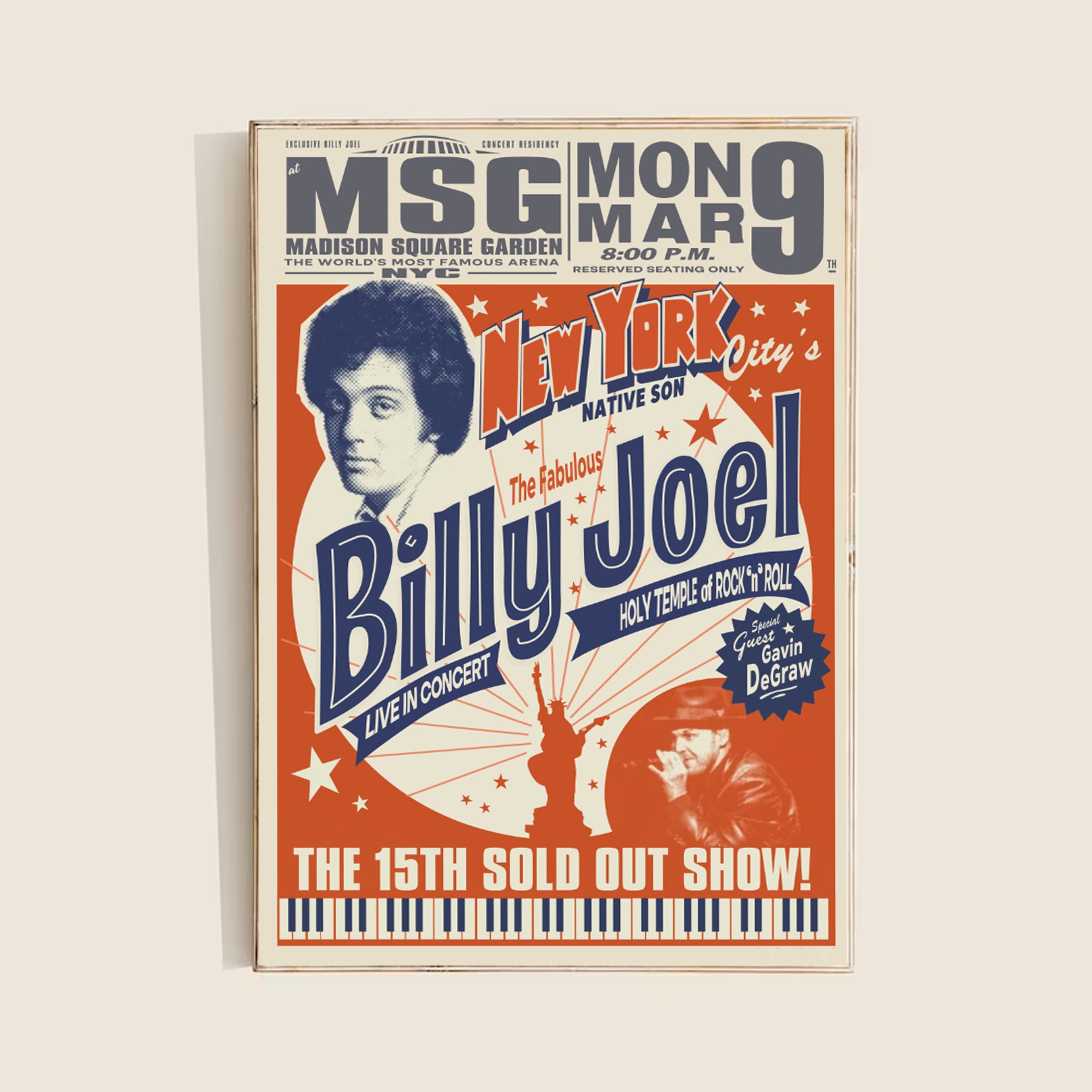 Discover Billy Joel New York 1973 Vintage Poster, Billy Joel 1973 Tour