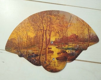 Antique Funeral Fan Upper Sandusky Ohio J T Lucas Funeral Home Riverside Lithograph Trifold  Vintage Paper Ephemera Scrapbook
