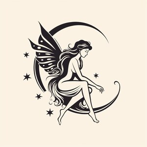 Fairy on the moon SVG