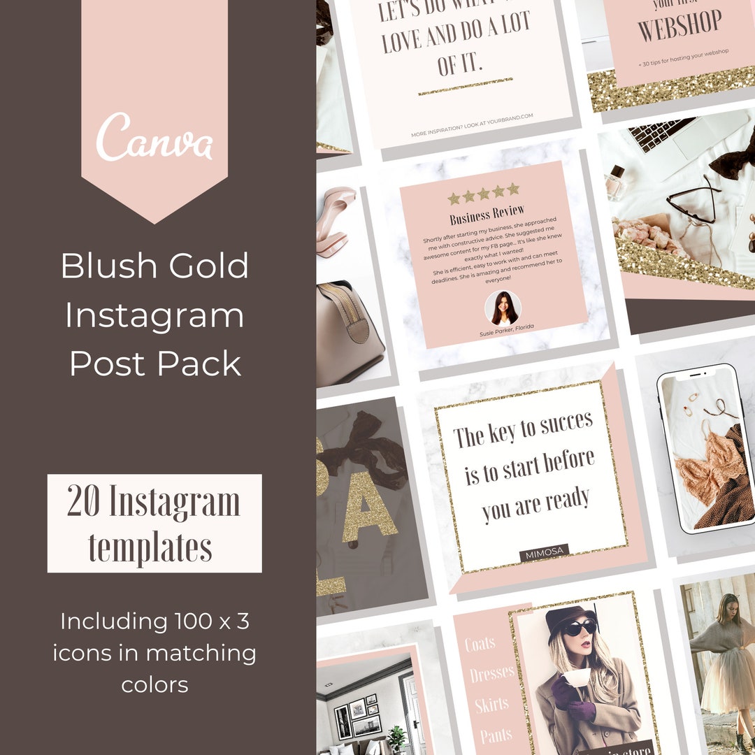 Blush Gold Instagram Templates for Canva Pack - Etsy