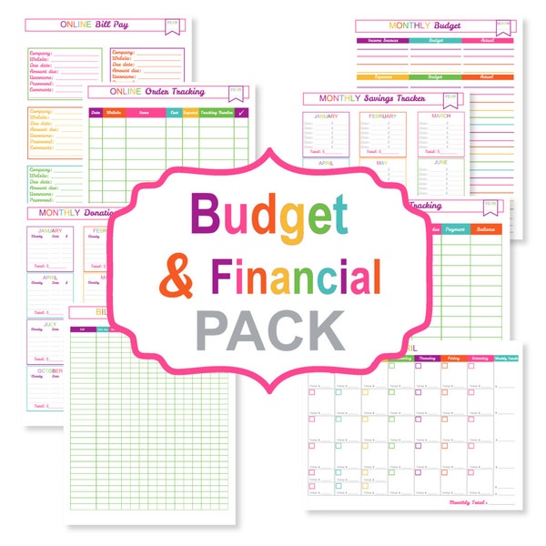 Printable budget planner PACK - printable bill tracker - printable bill organizer pdf - printable finance sheets
