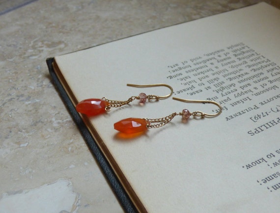 Gold Vermeil Mini Crescent Carnelian Enamel Earrings -Diasporan Voyage main image 0