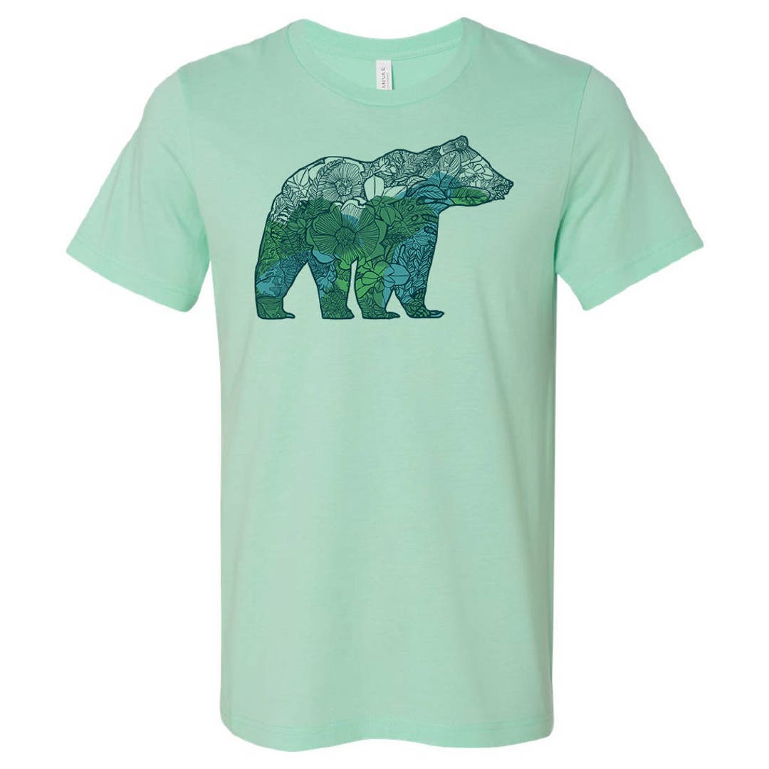 California Tropical Bear Watercolor Floral Mint Green State - Etsy