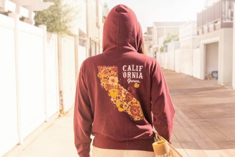 California Grown Zip Up Maroon Hoodie California Grown Zip Up Maroon Hoodie