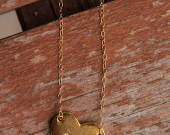 Brushed Gold Cali Engraved Heart California Love Dreaming West Coast Socal Jewelry Charm Pendant Necklace Made Locally by California Limited