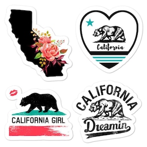 California Girl State Pride Sticker Pack California Bear Decal Laptop Waterbottle Window California Pride Gift