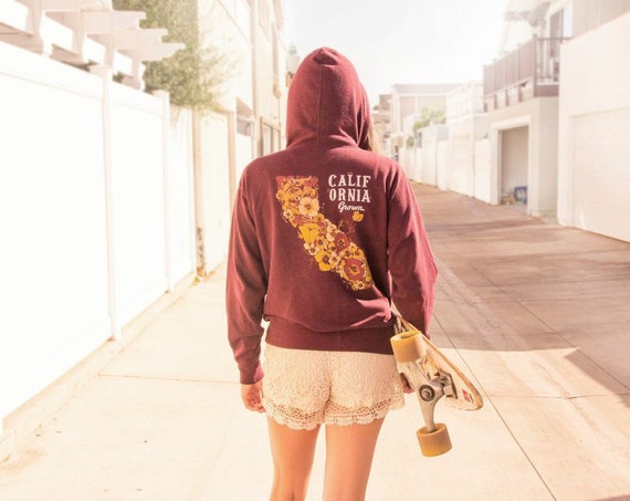 California Grown Zip Up Maroon Hoodie California Grown Zip Up Maroon Hoodie