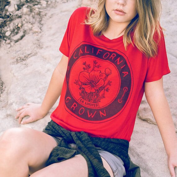 California Girl T-Shirt Cali Poppy Flower Tee Shirt California Girl T-Shirt Cali Poppy Flower Tee Shirt